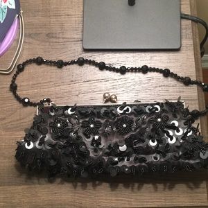 Black beaded party bag
